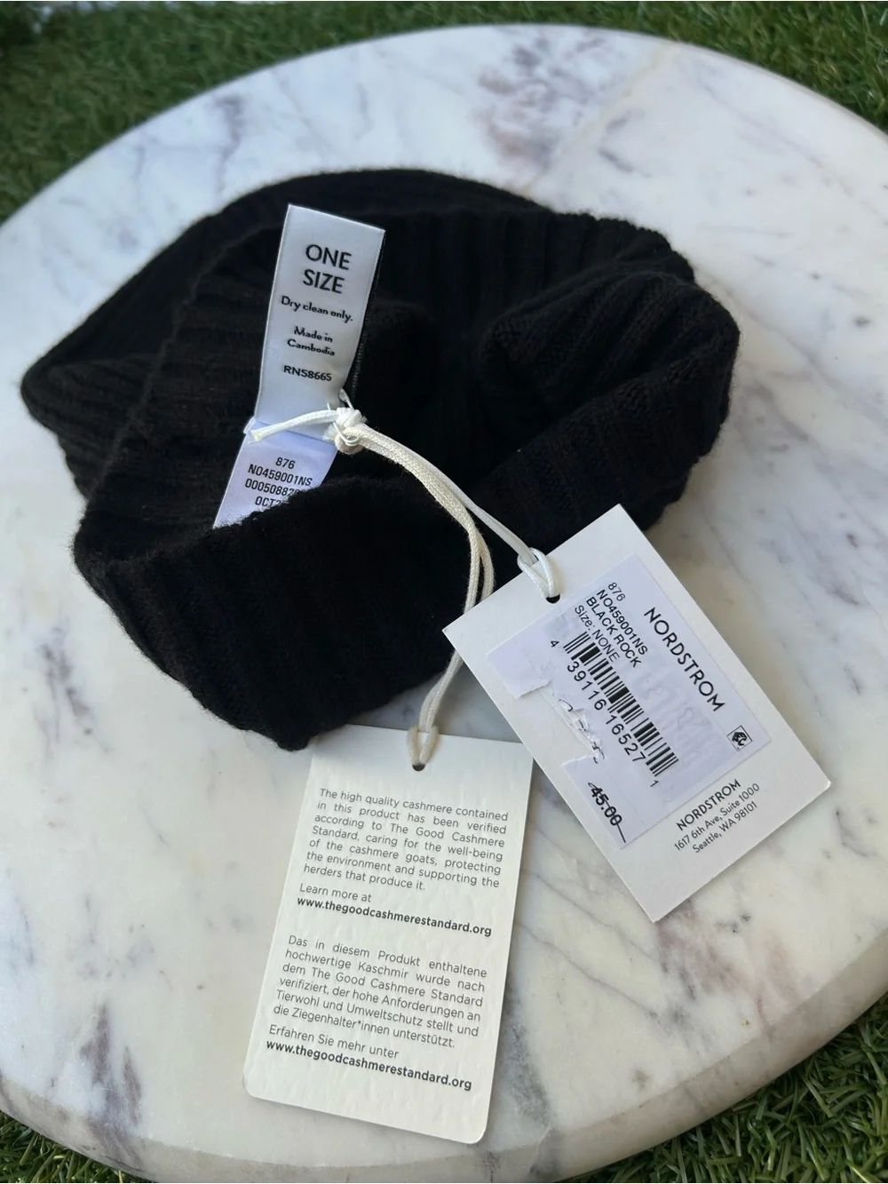 Rib Cashmere Beanie Nordstrom Black Rock/new  $45